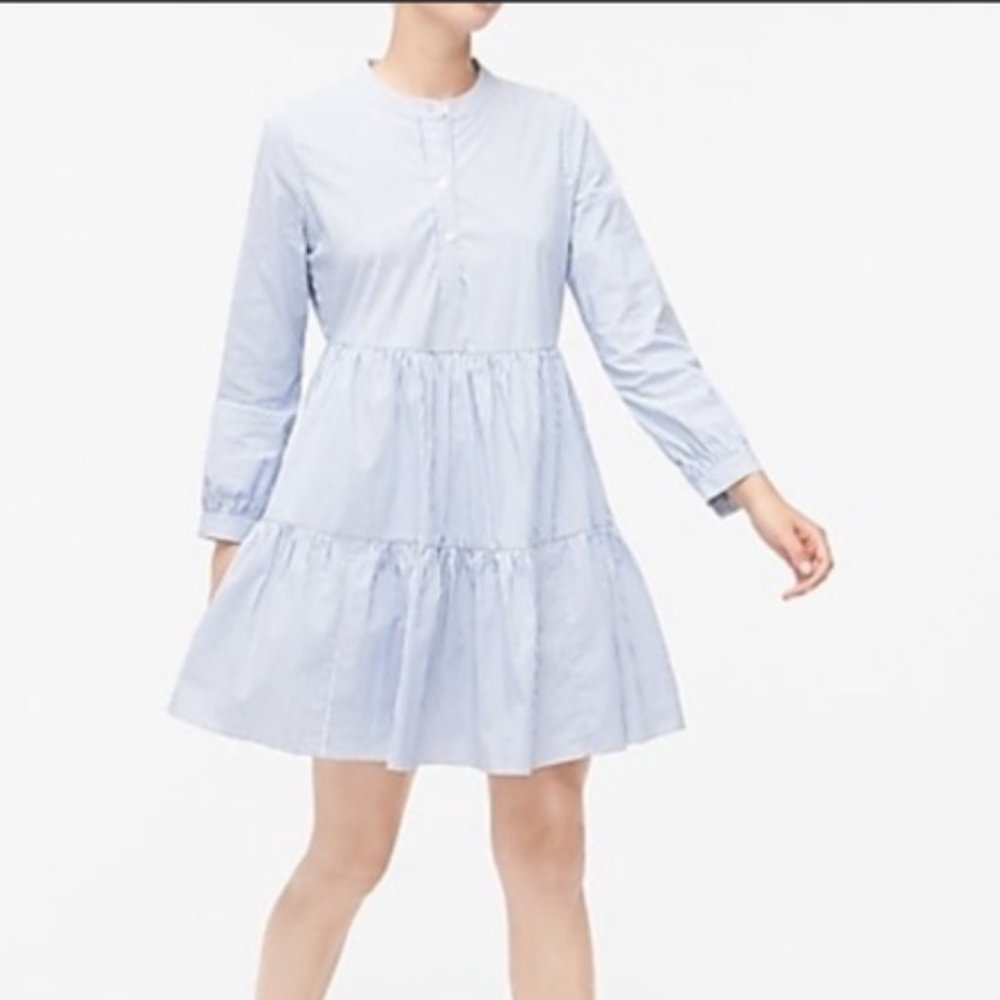 NWT J Crew Blue Striped Cotton Poplin Dress